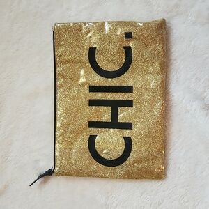 Gold Glitter Chic Makeup Bag